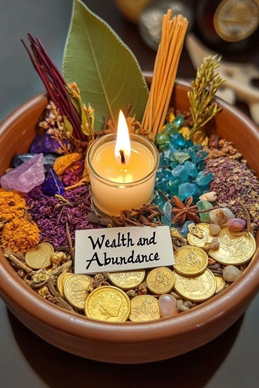 Autel pour le rituel de richesse et d'abondance